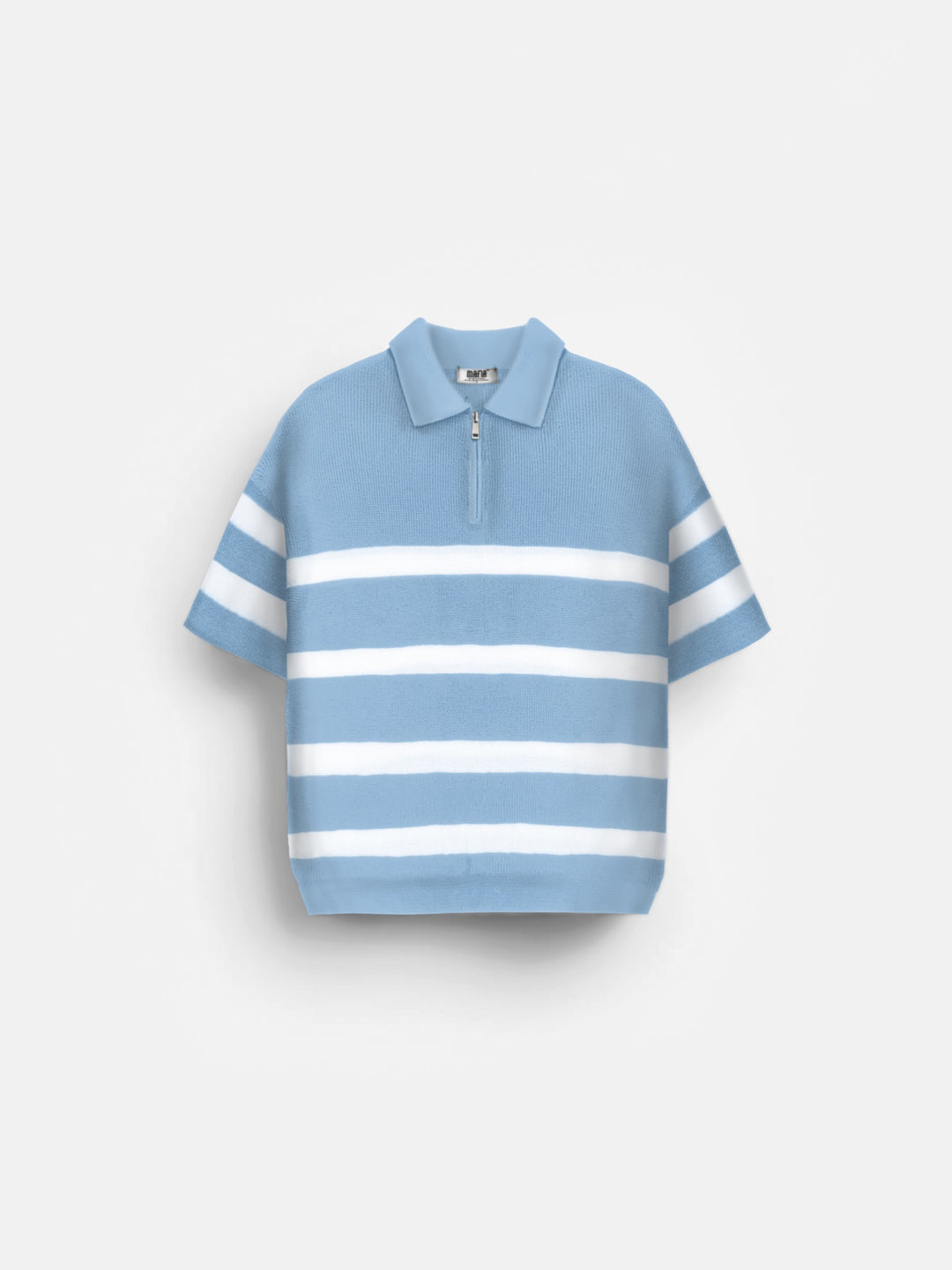 Regular Knit Zipper T-shirt - Babyblue