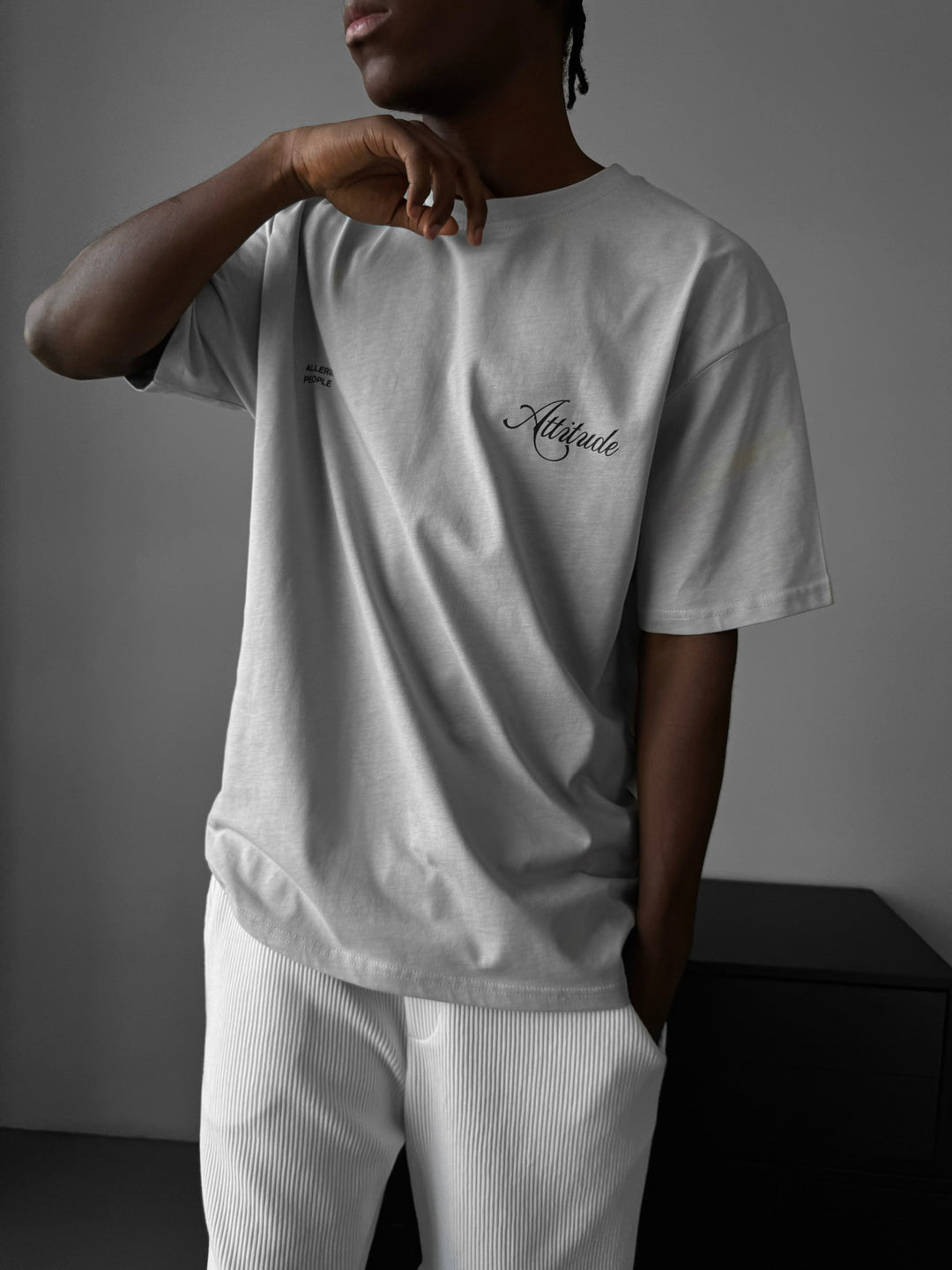 Oversize 'Attitude' T-Shirt - Grey