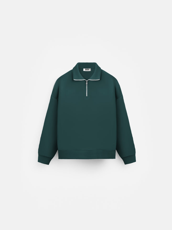Oversize Half-Zip Polo Sweatshirt - Sea Moss