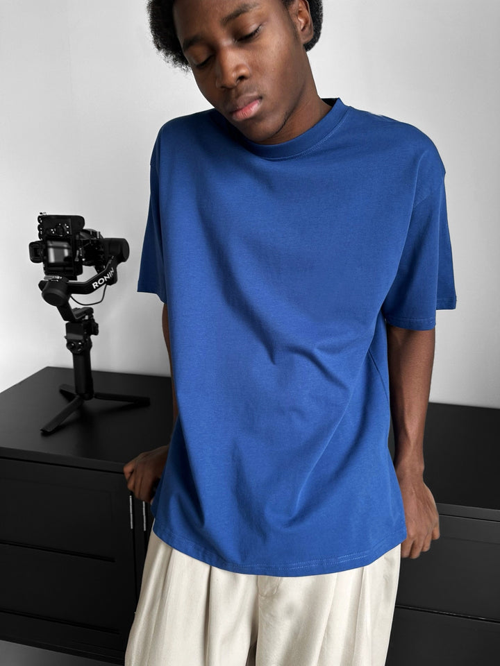 Oversize Basic T-Shirt - Navy Peony