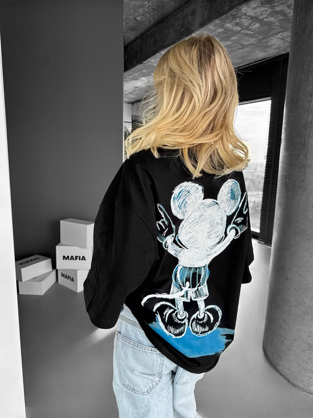 Oversize Mouse T-shirt - Black and Blue
