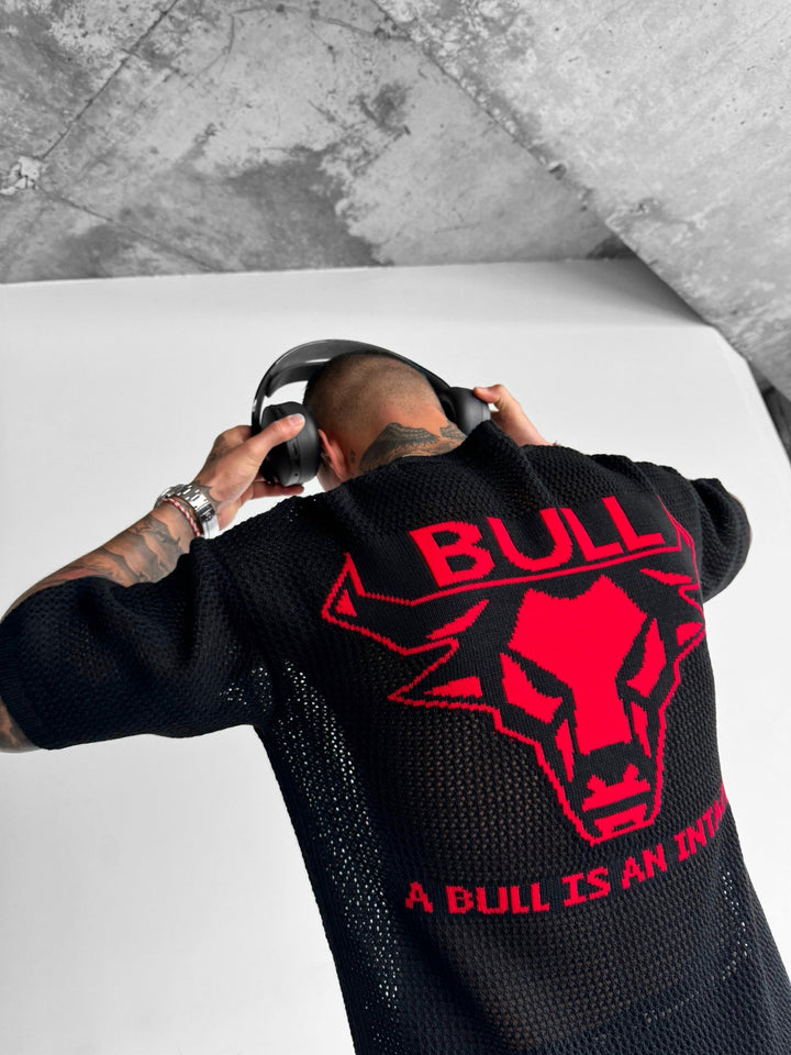 Oversize Bull Knit T-Shirt - Black and Red