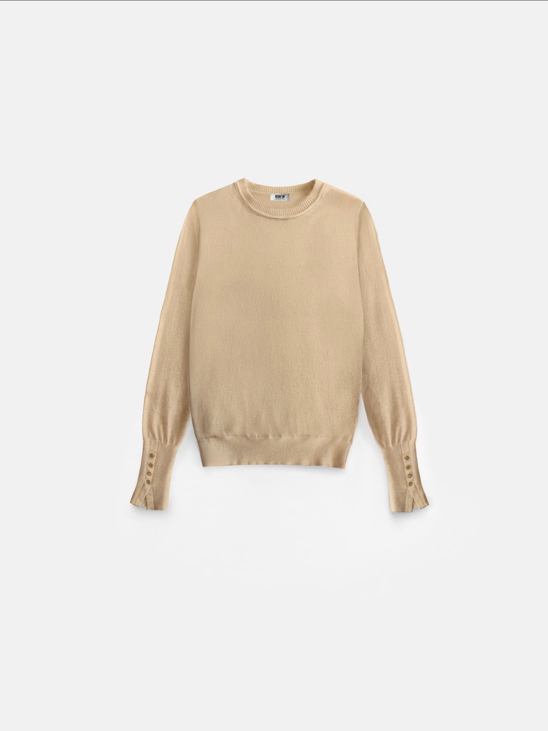 Round Neck Button Sweater - Camel