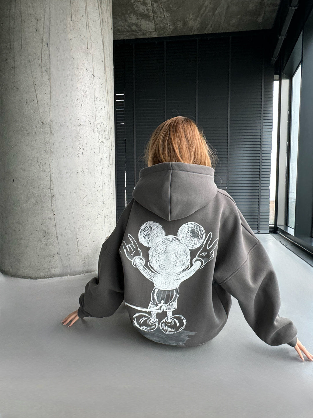 Oversize Women Mouse Hoodie - Anthracite