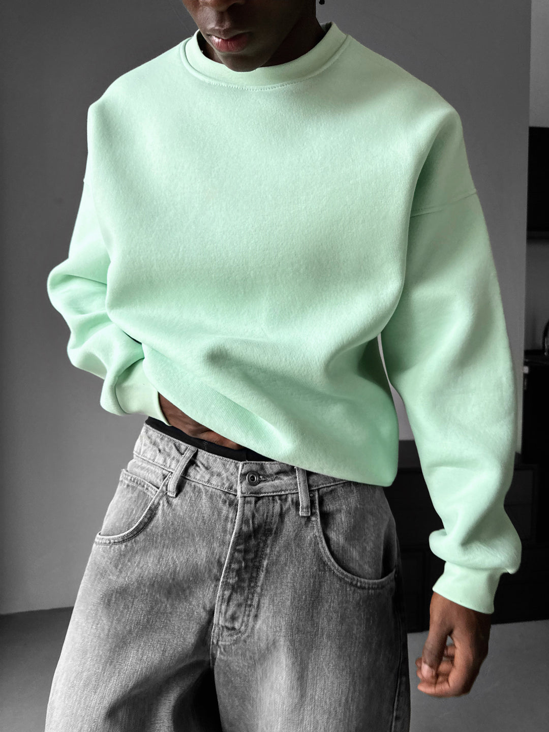 Oversize Basic Sweater - Misty Jade