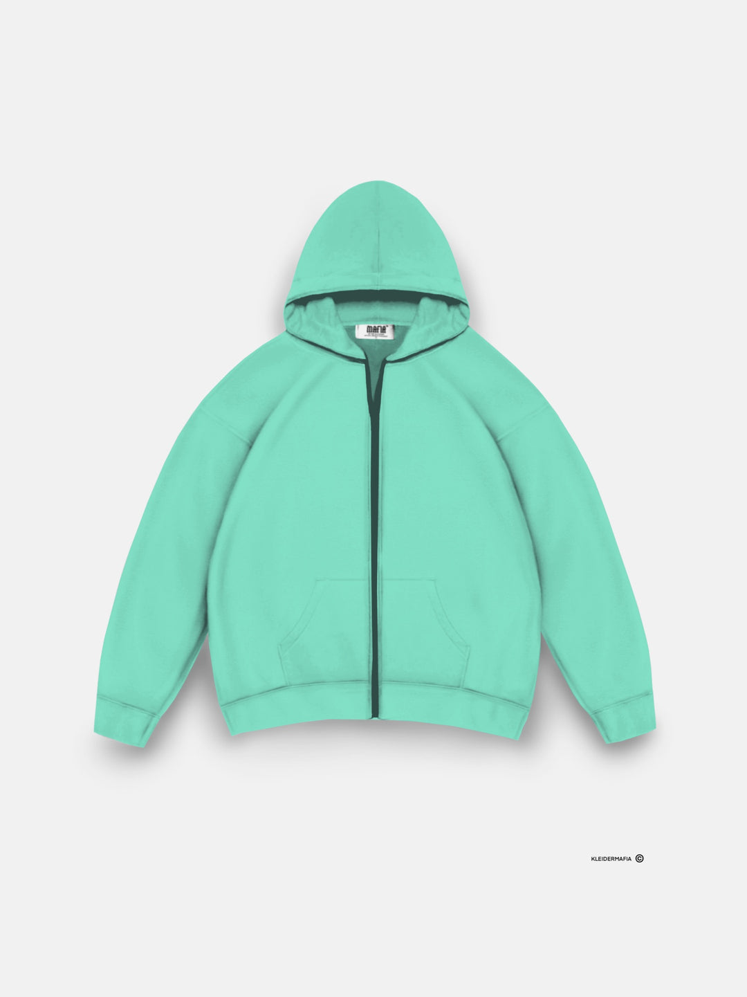 Oversize Basic Zipper Hoodie - Beveled Glass