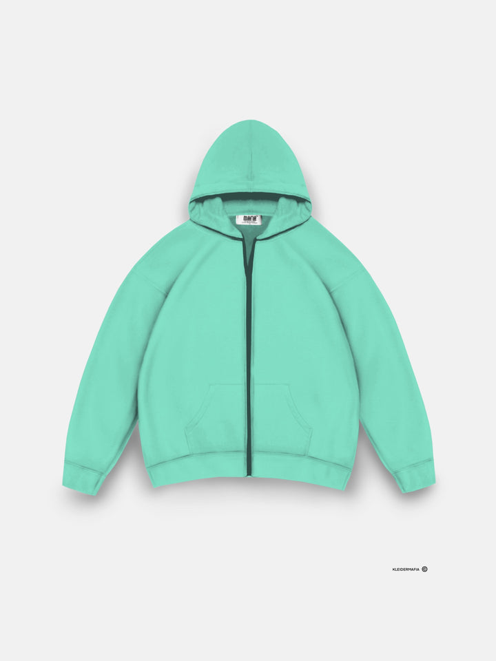 Oversize Basic Zipper Hoodie - Beveled Glass