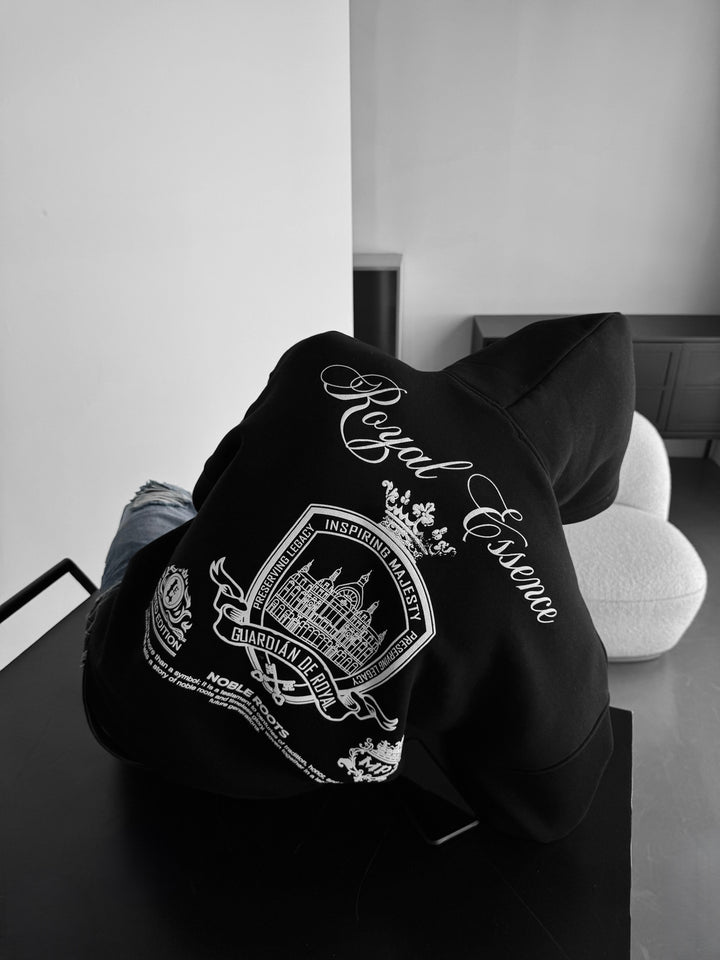 Oversize 'Royal Essence' Hoodie - Black