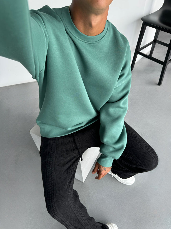 Oversize Basic Sweatshirt - Faded Green