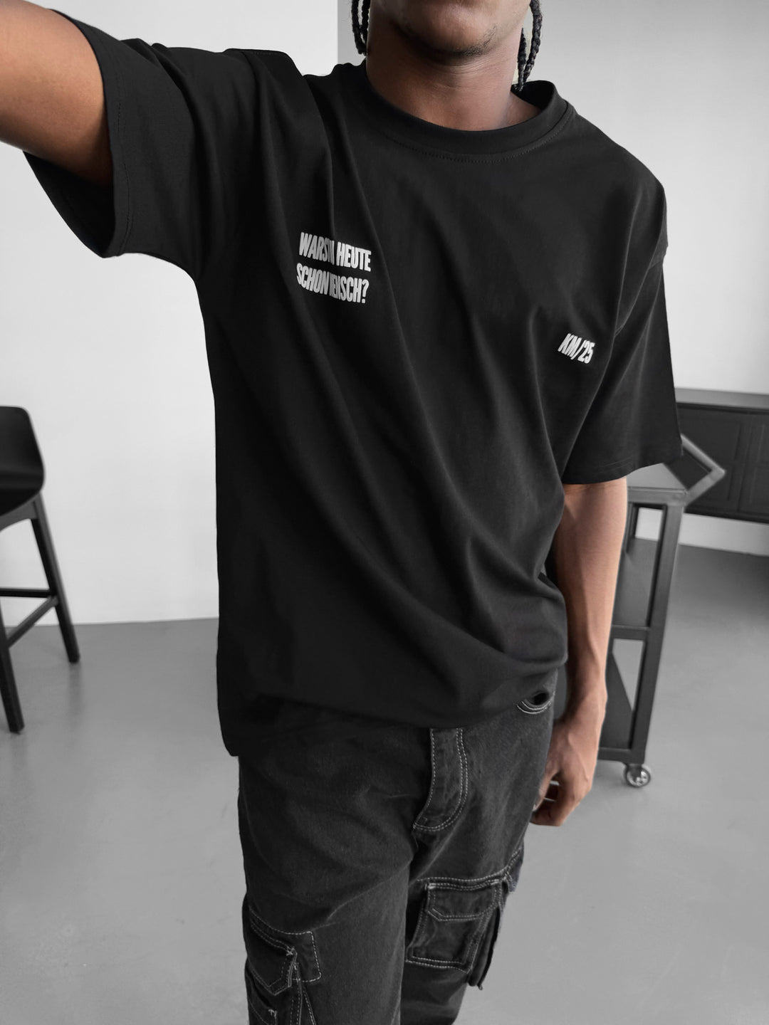 Oversize 'Mensch' T-Shirt - Black