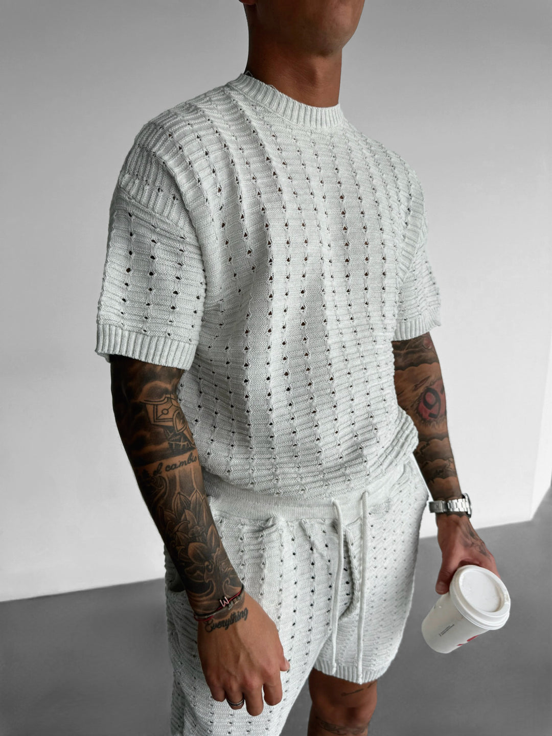 Oversize Holey Knit T-shirt - White