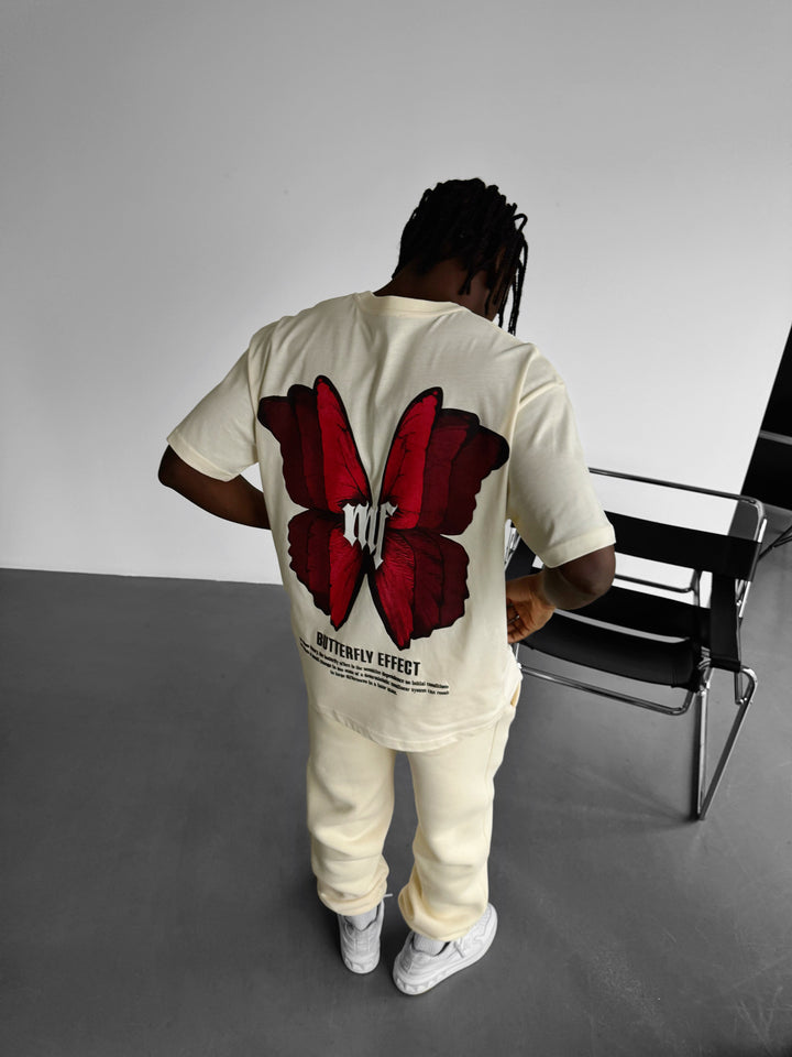 Oversize 'Butterfly Effect' T-Shirt - Antique White