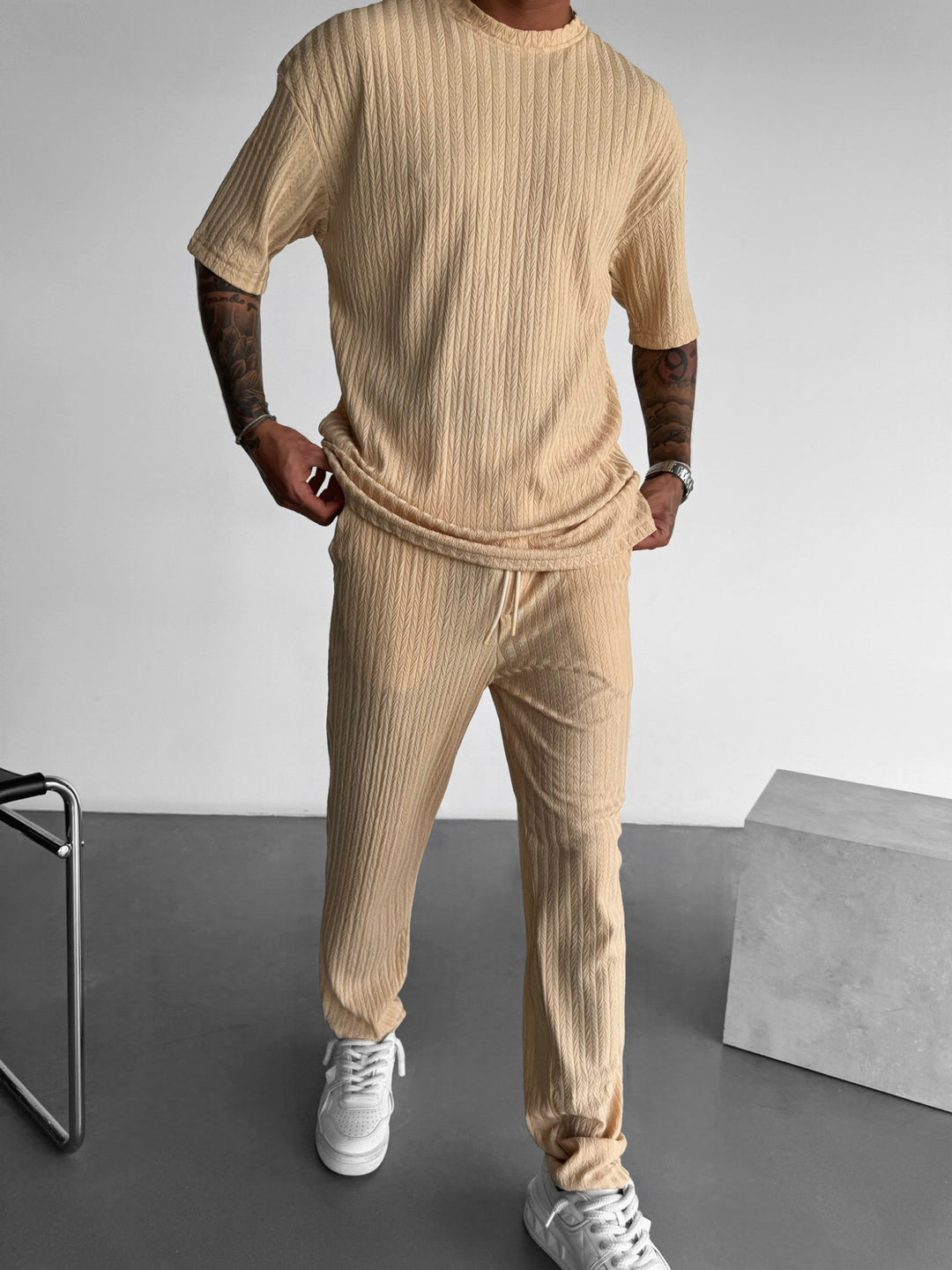 Oversize Structured T-Shirt - Almond Buff