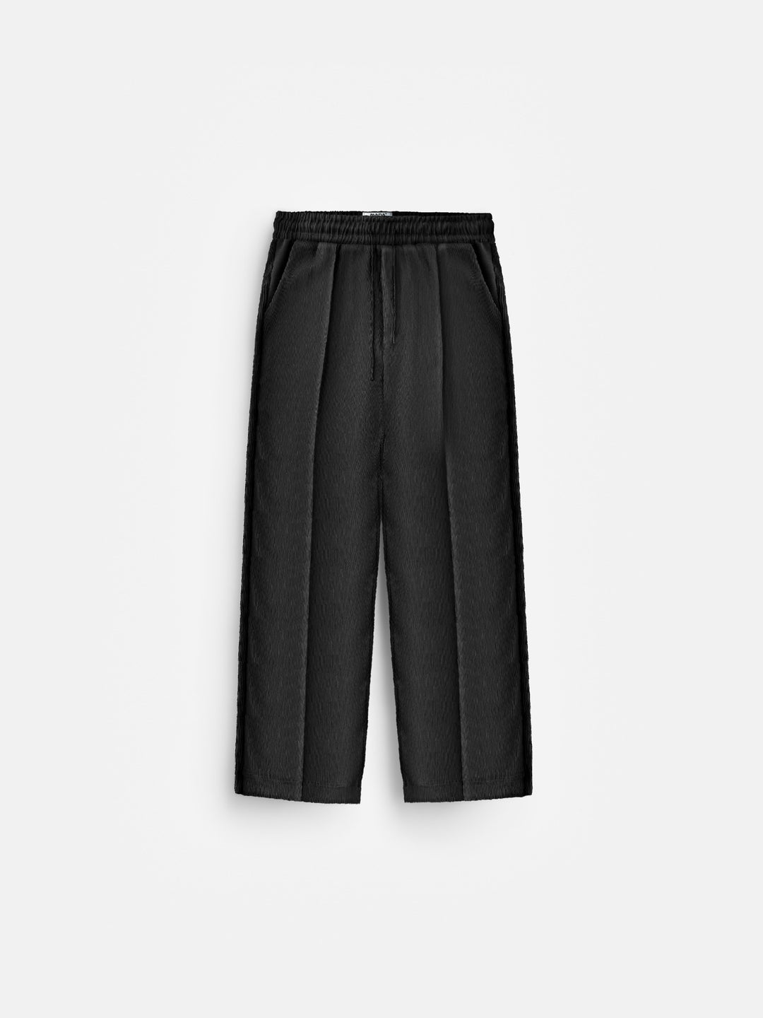 Loose Fit Textured Seam Trousers - Black
