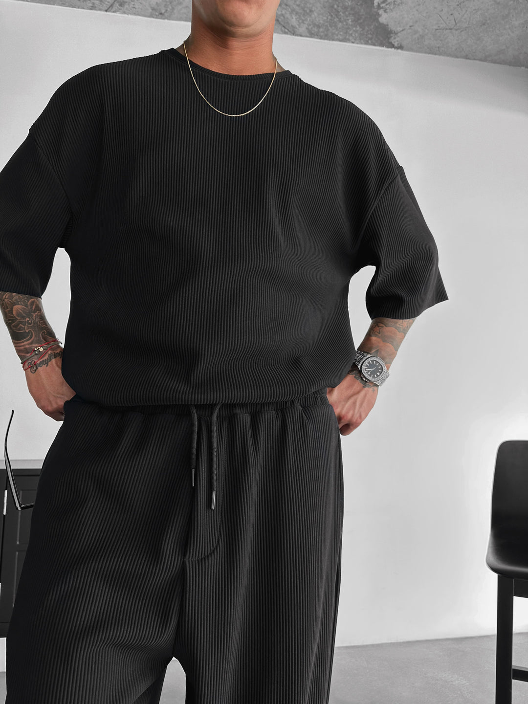 Oversize Cord Tee - Black