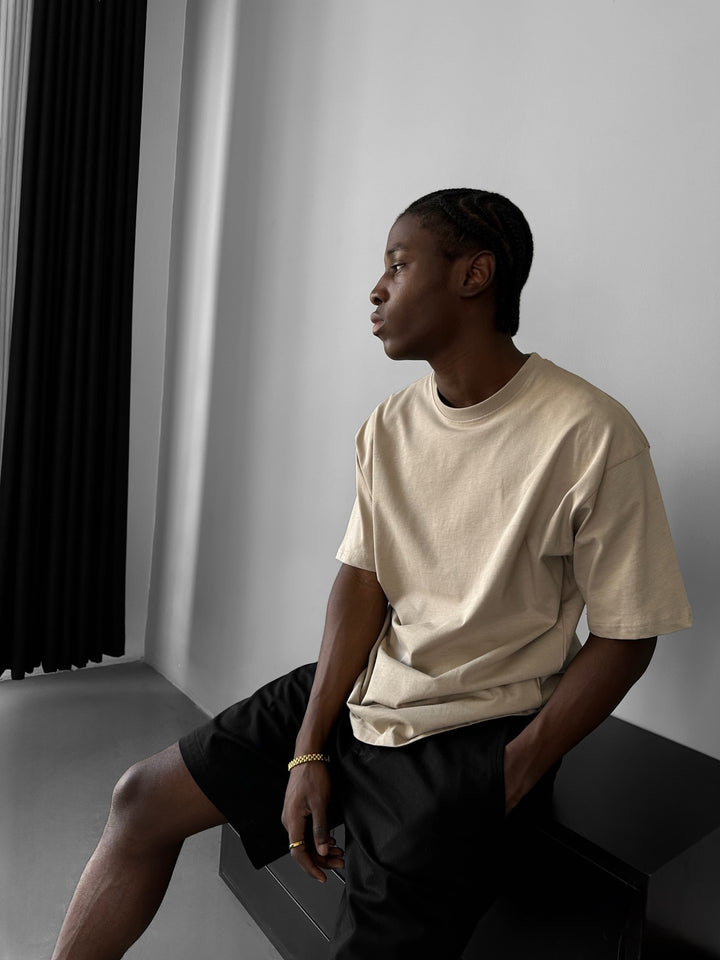 Oversize Basic T-Shirt - Beige