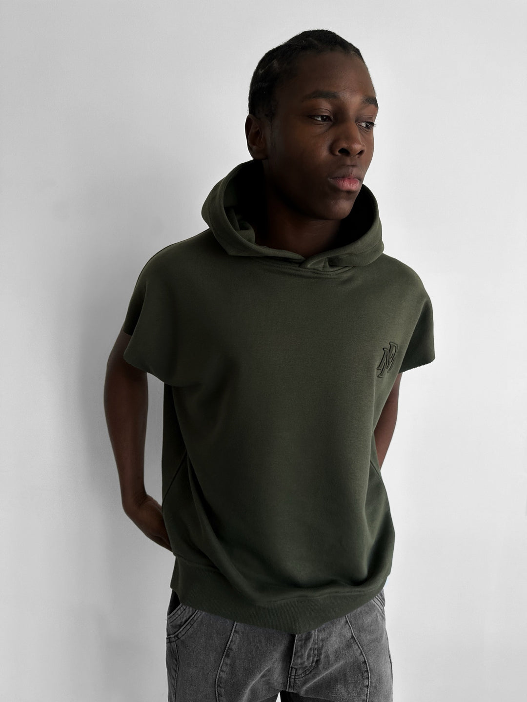 Loose Fit Sleeveless Hoodie - Calliste Green