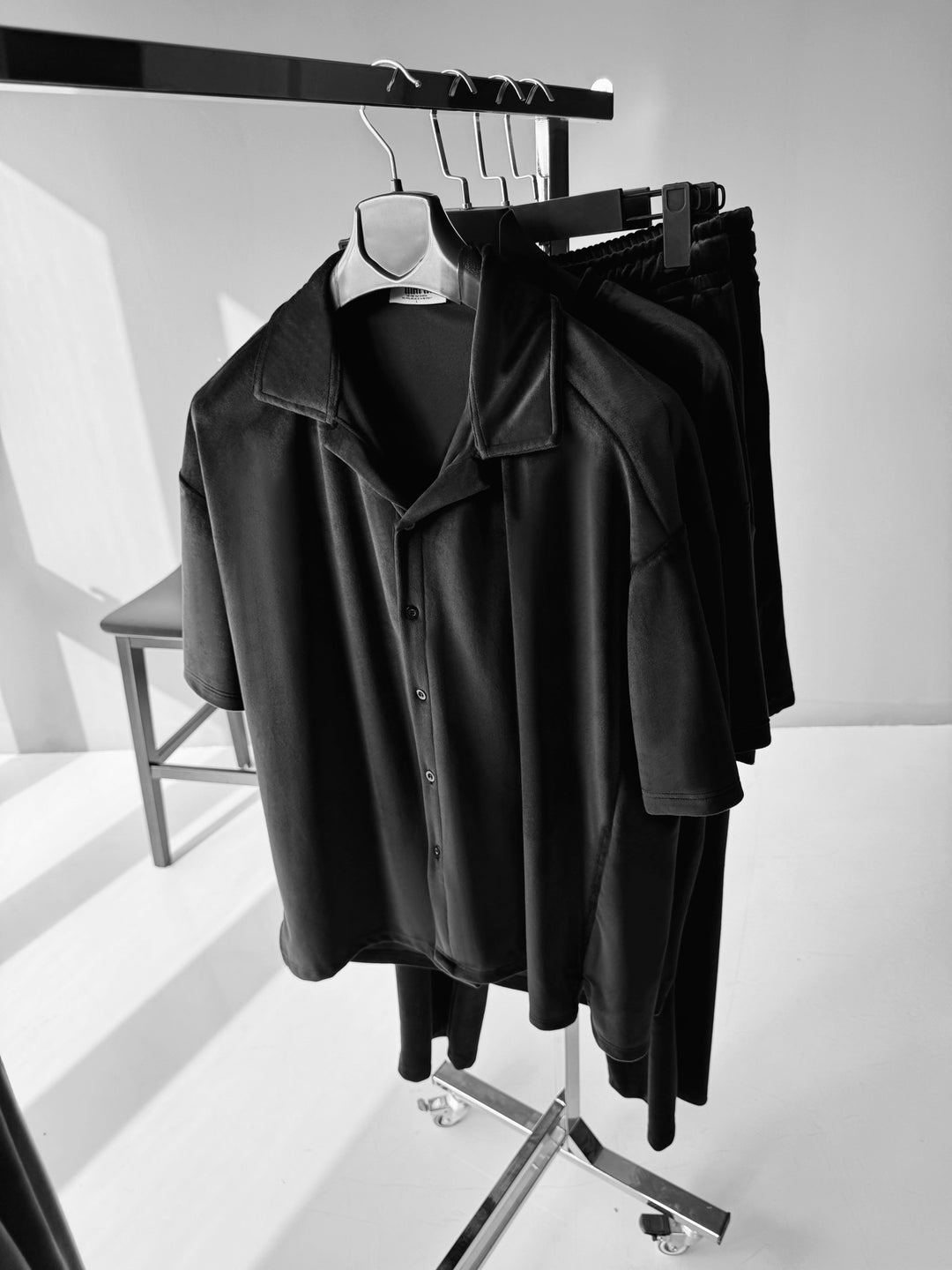Regular Fit Velvet Shirt - Black