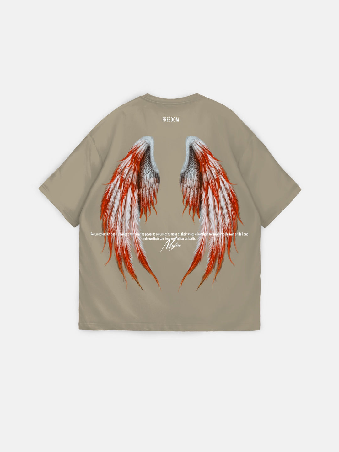 Oversize Angel Wings T-Shirt - Stone