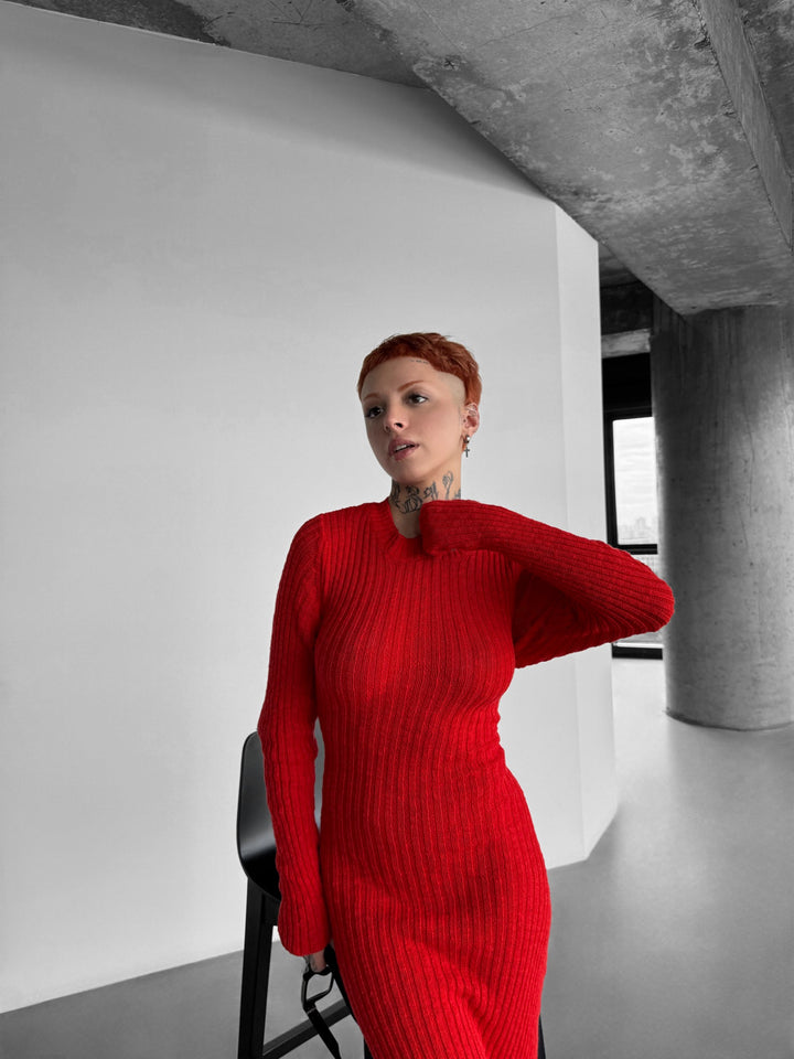 Maxi Knit Dress - Red