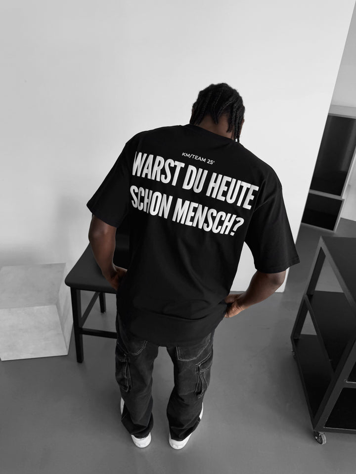 Oversize 'Mensch' T-Shirt - Black