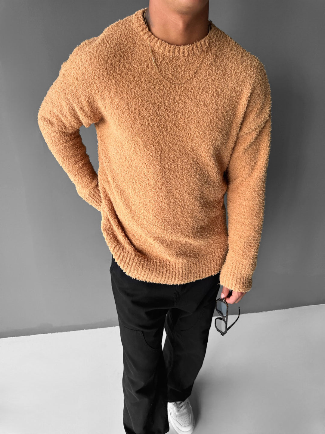 Oversize Plush Pullover - Camel