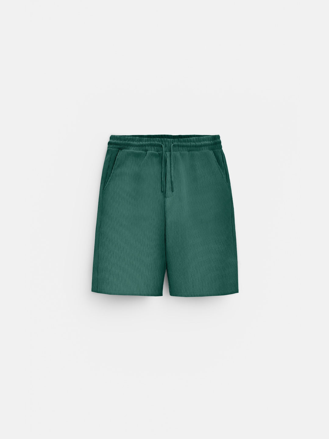 Loose Fit Ribbed Shorts - Rain Forest
