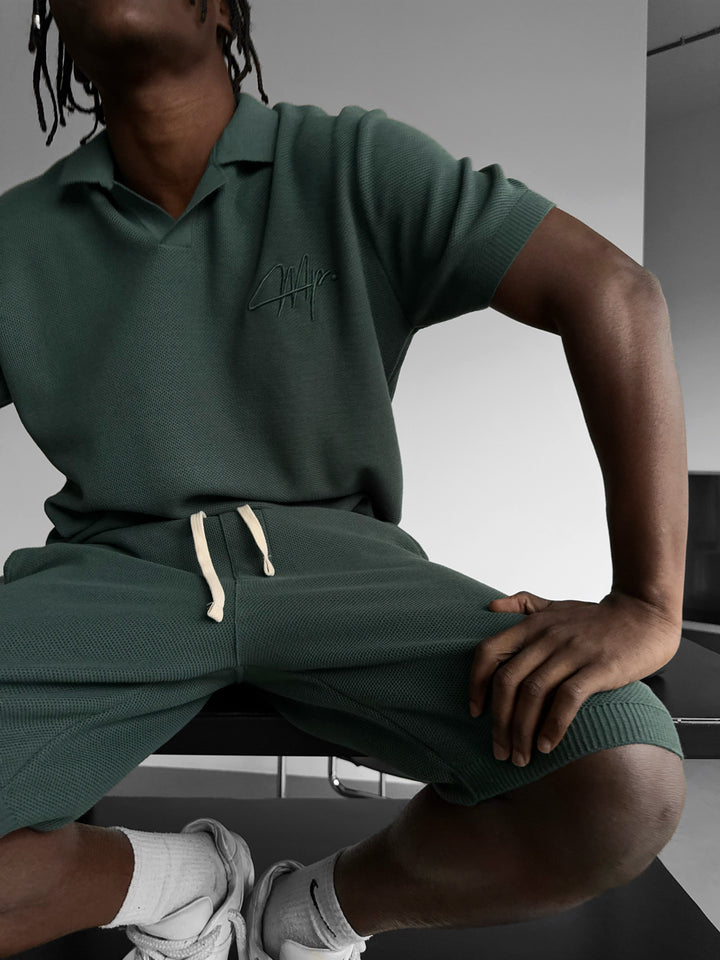 Loose Fit Initial Knit Shorts - Petrol