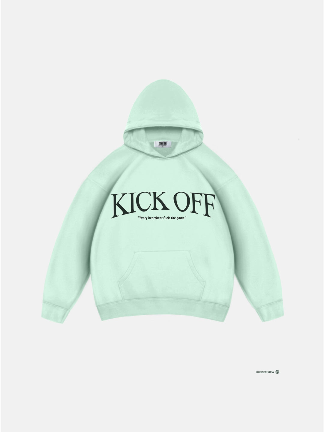 Oversize "KICK OFF" Hoodie - Misty Jade