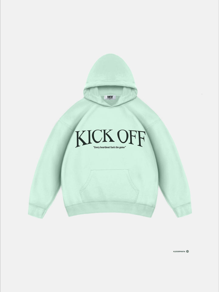 Oversize "KICK OFF" Hoodie - Misty Jade