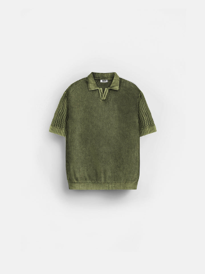 Regular Fit Knit Grid T-shirt - Fern