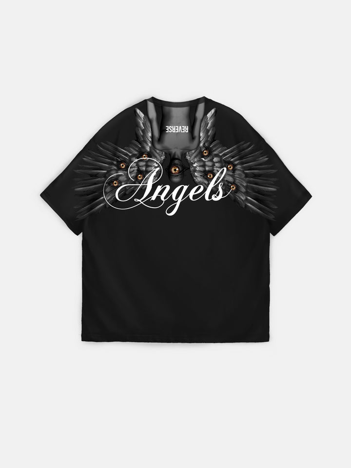 Oversize Reverse Angels T-Shirt - Black