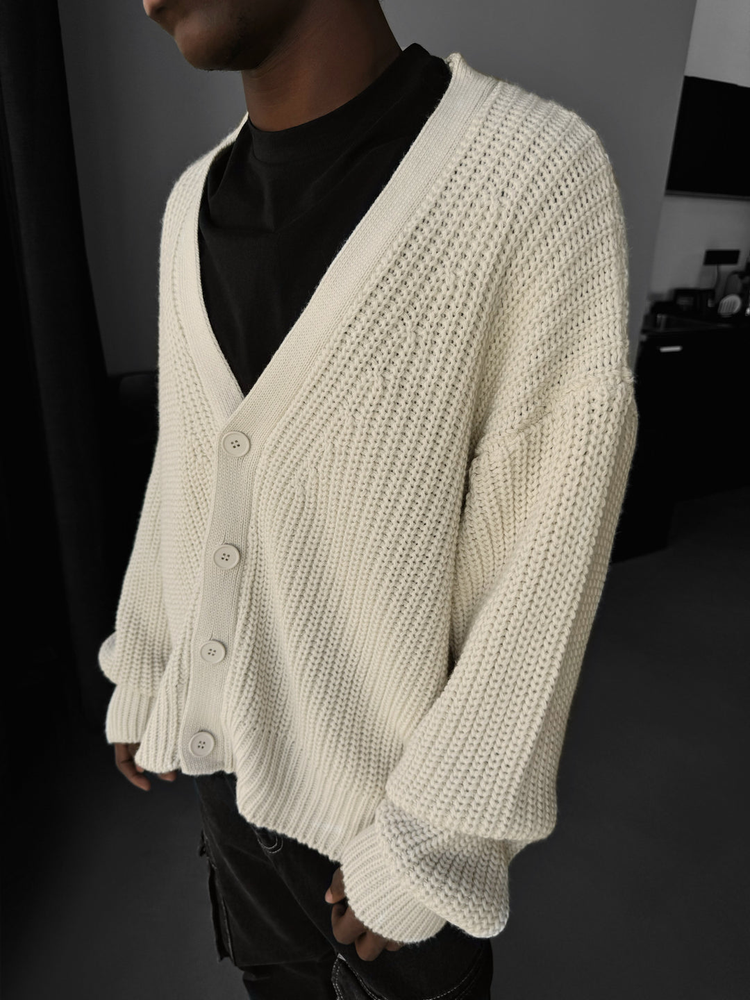 Oversize Crop Cardigan - Cremé