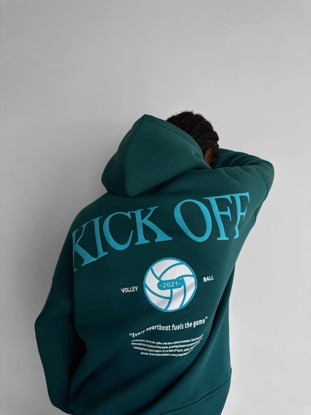 Oversize "KICK OFF" Hoodie - Sea Moss