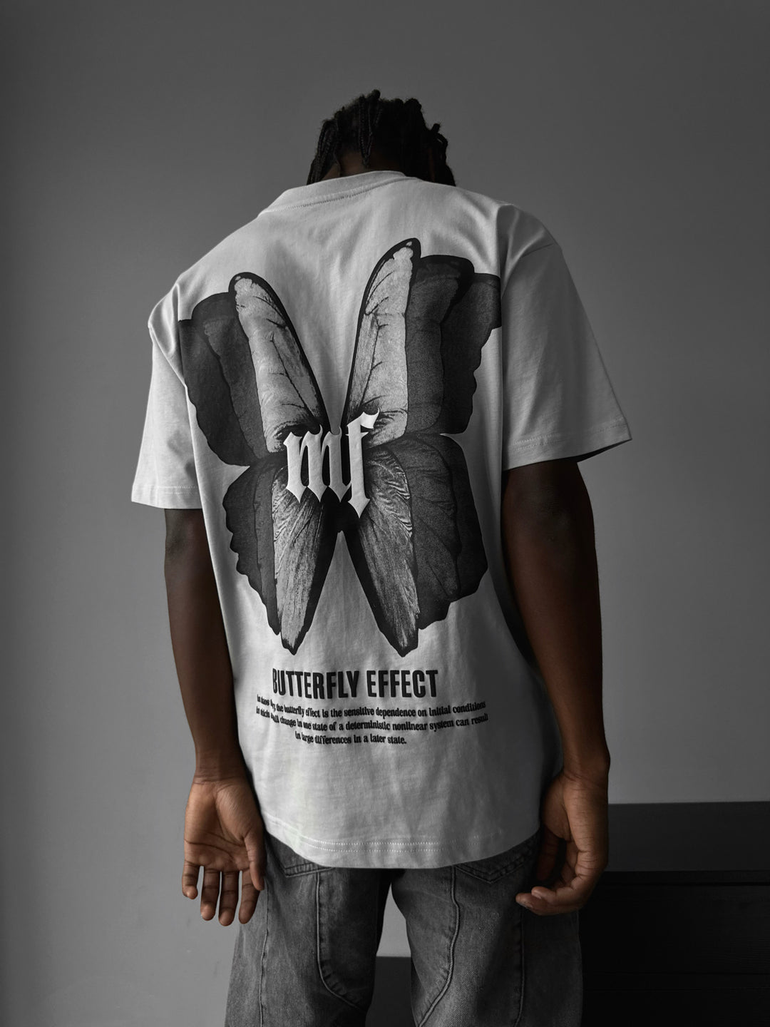 Oversize 'Butterfly Effect' T-Shirt - Grey