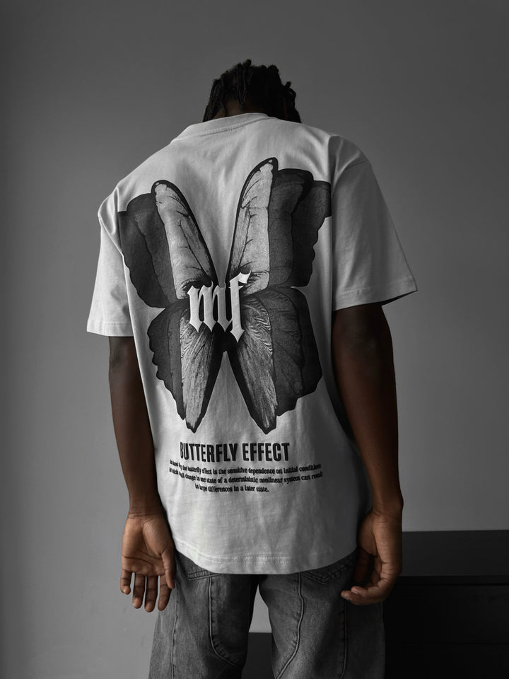 Oversize 'Butterfly Effect' T-Shirt - Grey