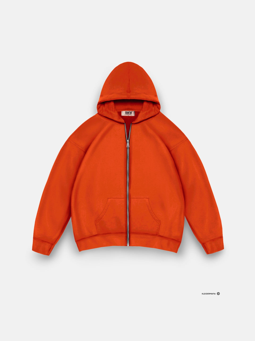 Oversize Basic Zipper Hoodie - Orange