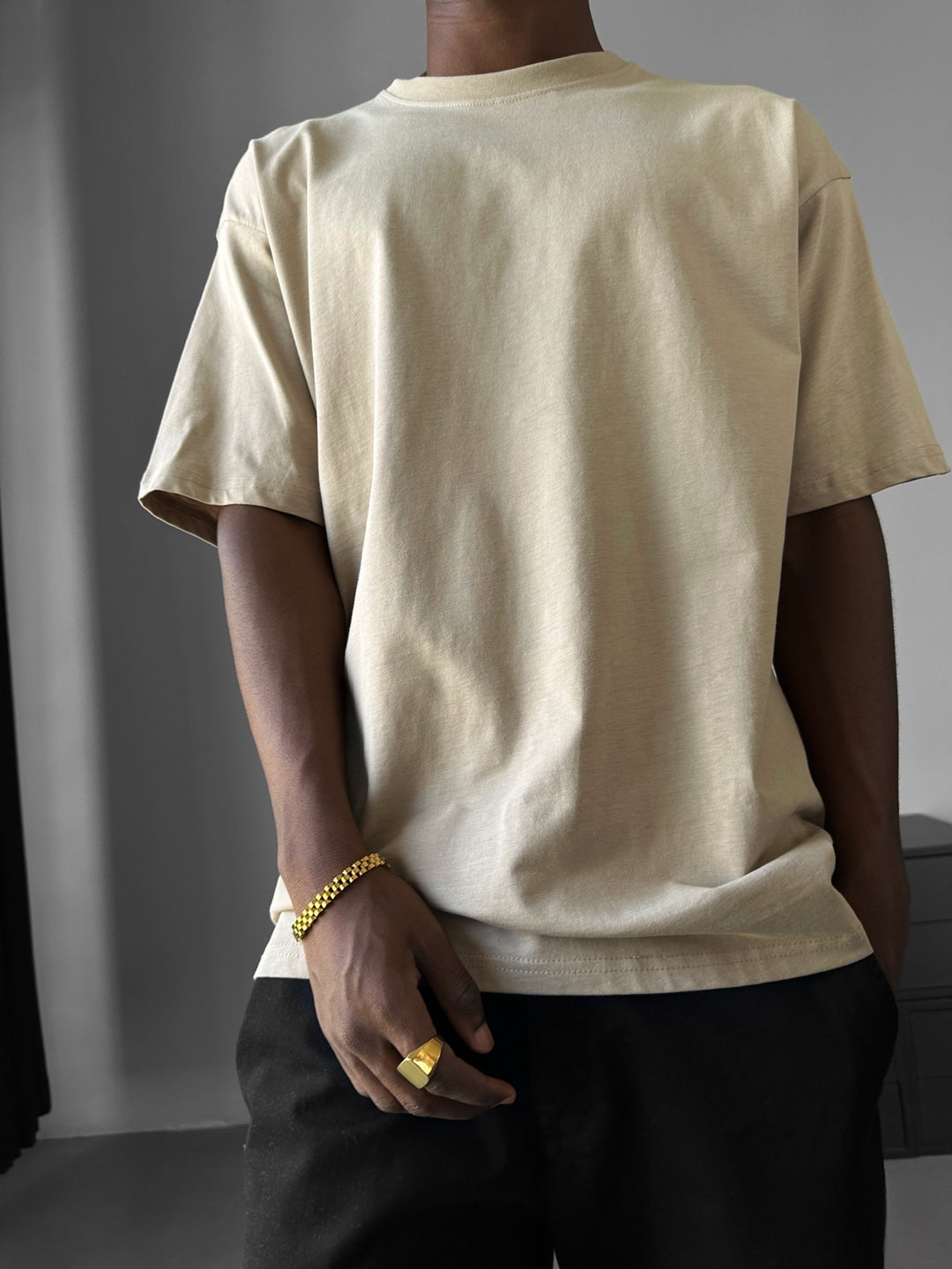 Oversize Basic T-Shirt - Beige