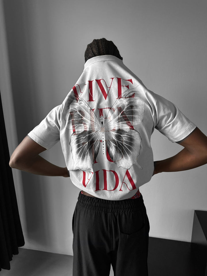 Oversize "Vive Bien Tu Vida" T-Shirt - Grey