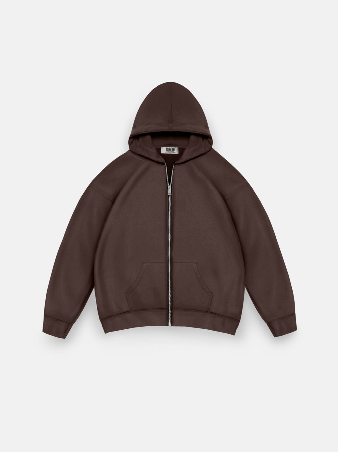 Oversize Basic Zipper Hoodie - Chocolate Brown