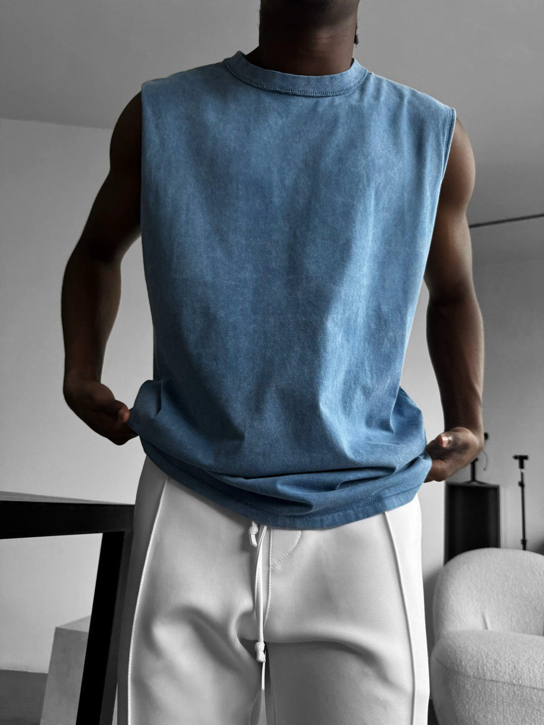 Oversize Washed TankTop - Blue