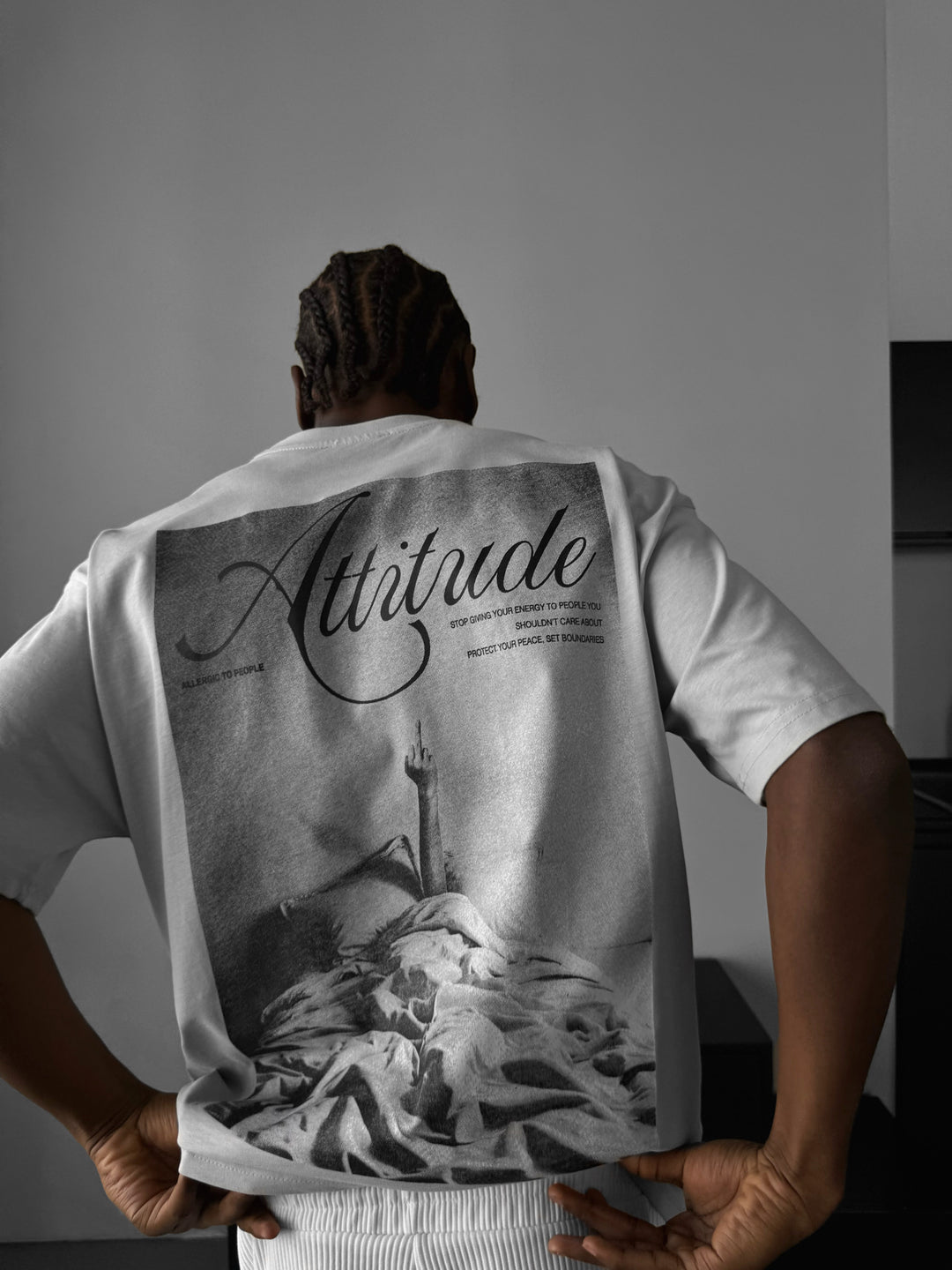 Oversize 'Attitude' T-Shirt - Grey