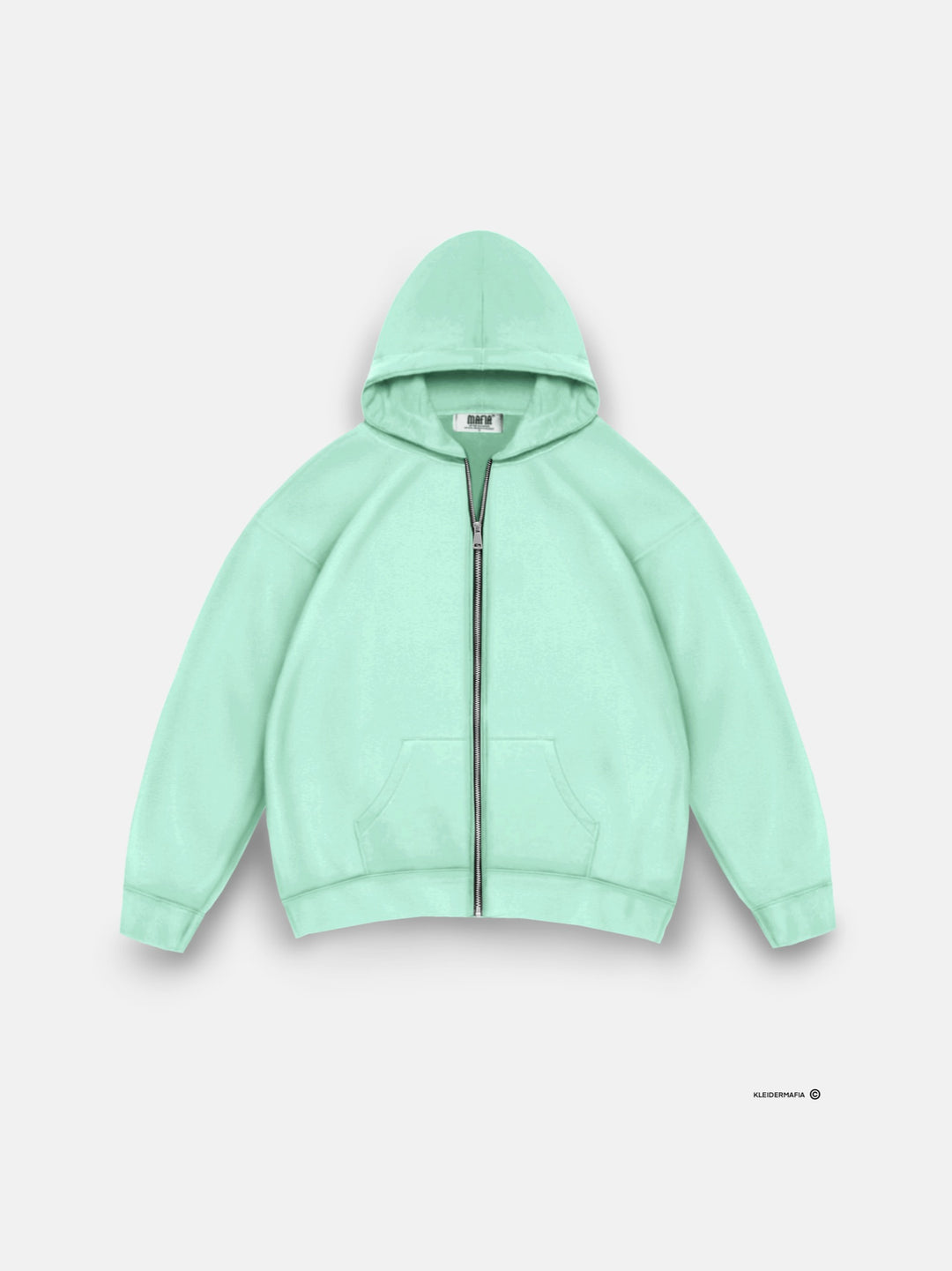 Oversize Basic Zipper Hoodie - Mint