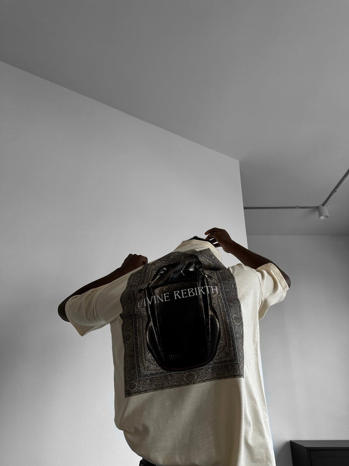 Oversize 'Divine Rebirth' T-Shirt - Antique White