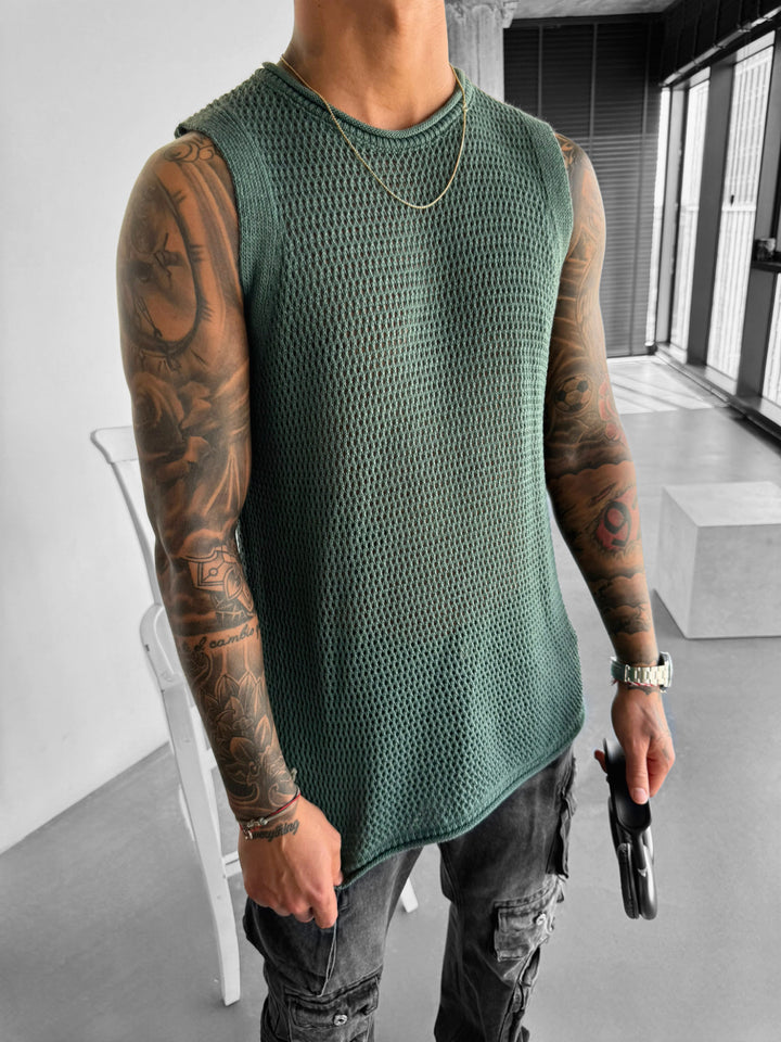 Oversize Textured Tanktop - Petrol