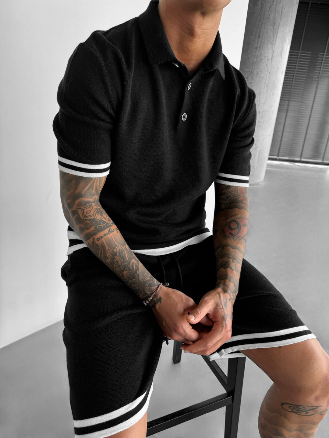 Regular Fit Knit T-shirt - Black