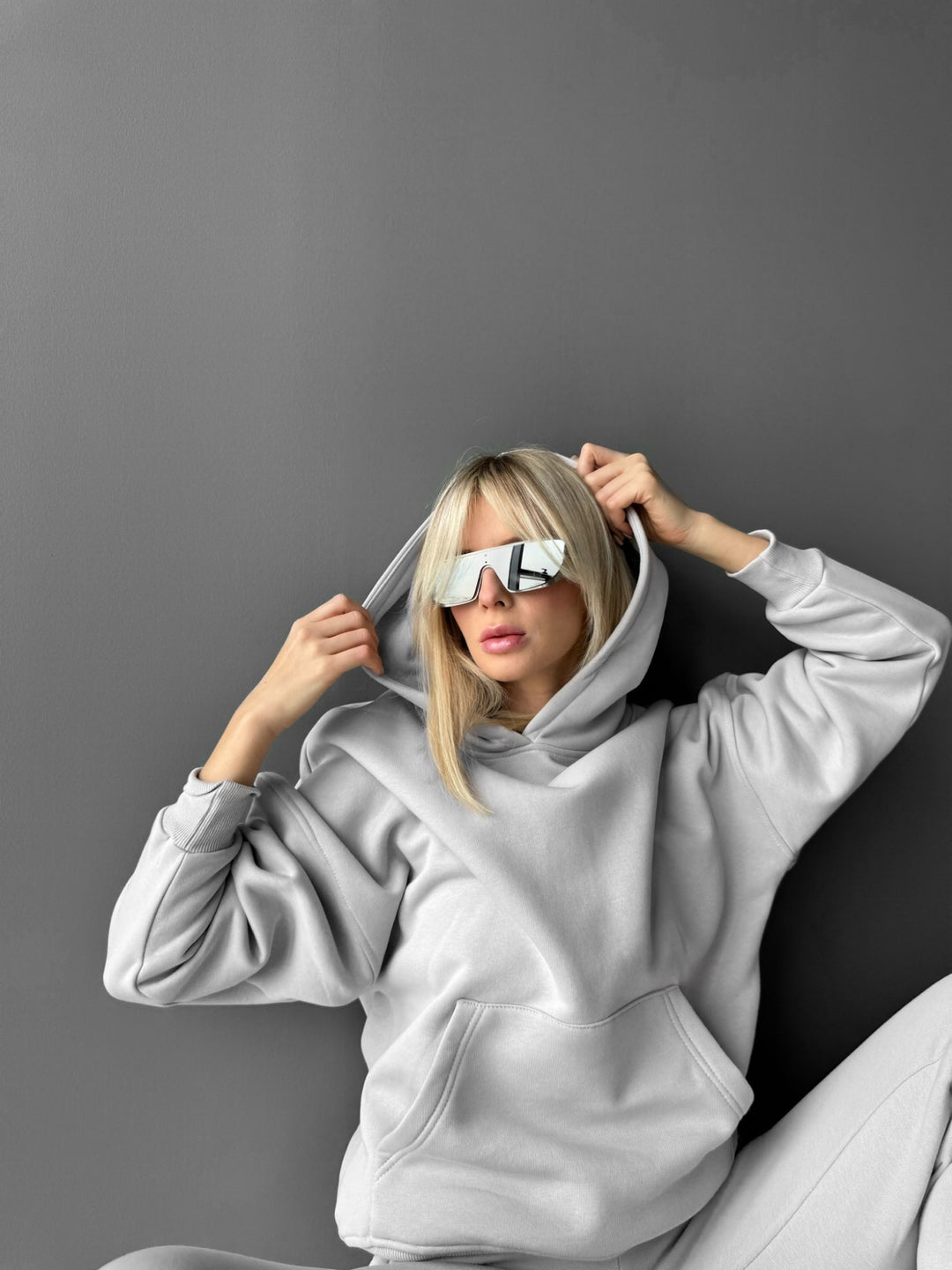 Oversize Basic Women Hoodie - Grey