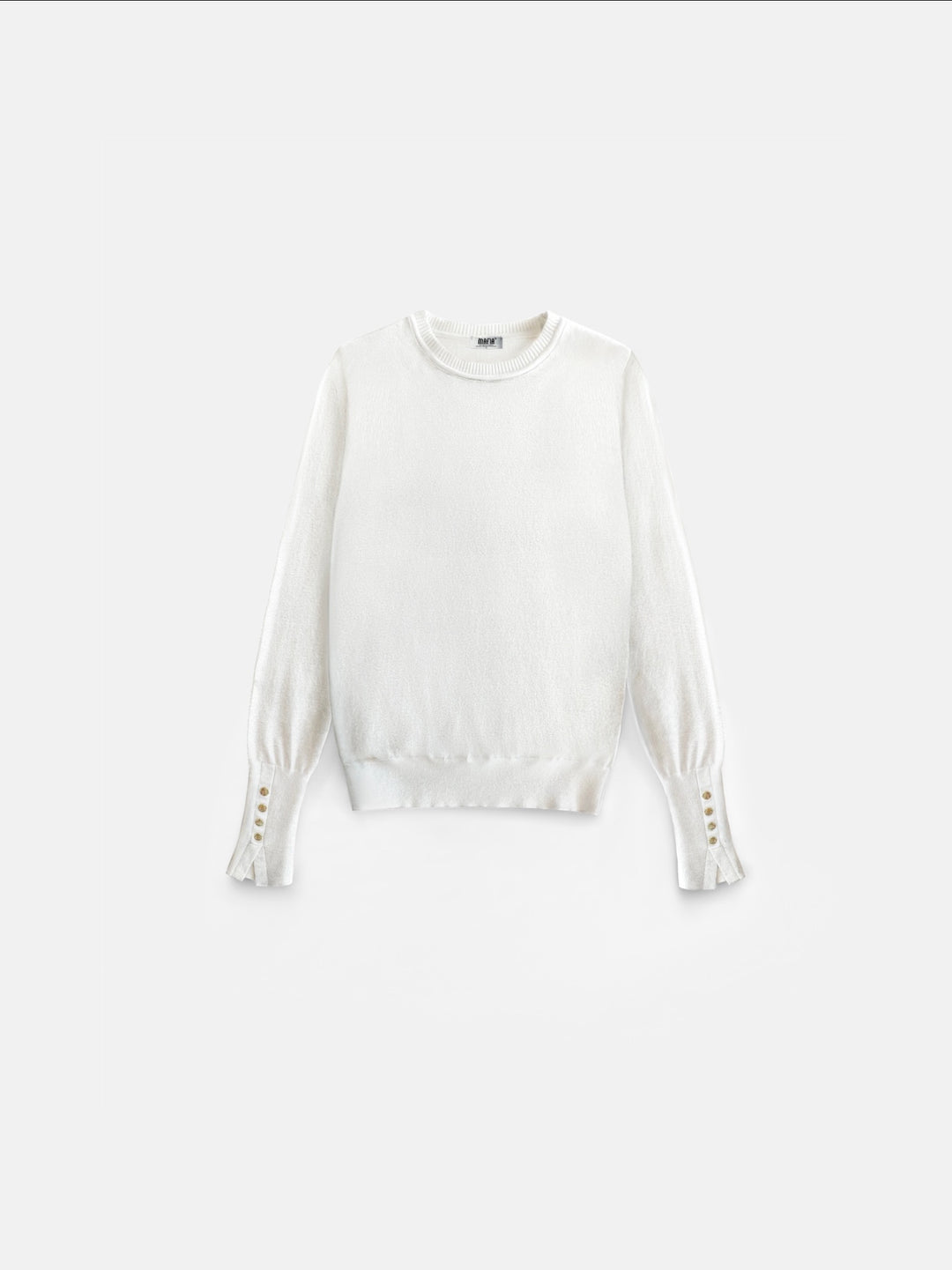 Round Neck Button Sweater - Ecru