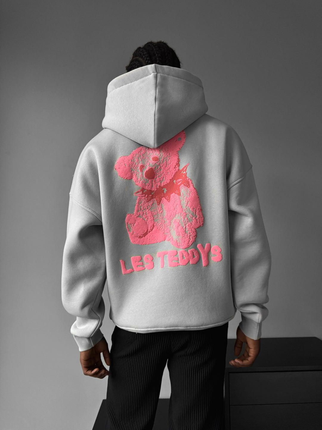 Oversize 'Les Teddys' Hoodie - Grey