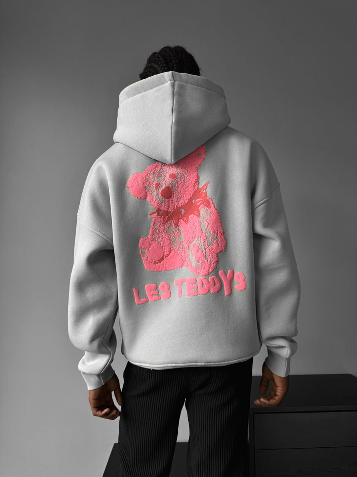 Oversize 'Les Teddys' Hoodie - Grey